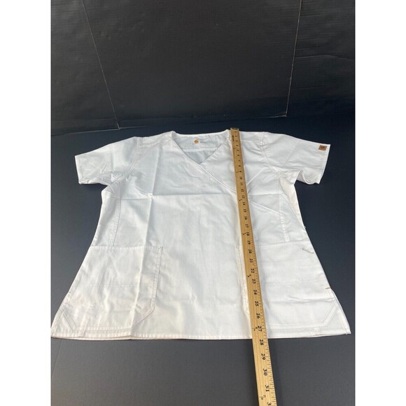 Carhartt scrub top Women's size Large White V Neck pockets front New - Picture 4 of 13